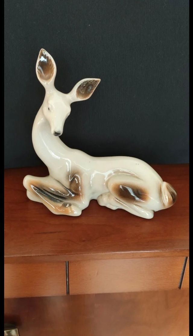 Ciervo cerámica blanco marrón