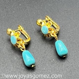 Pendientes turquesa dorados