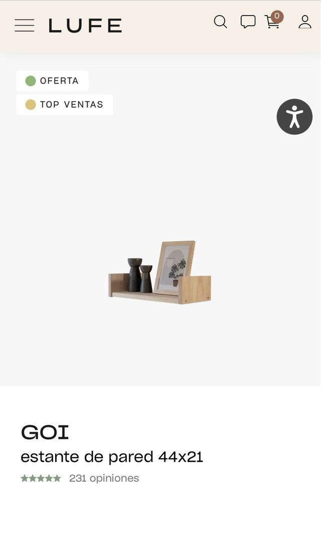 Estante pared GOI 44x21 Madera natural.