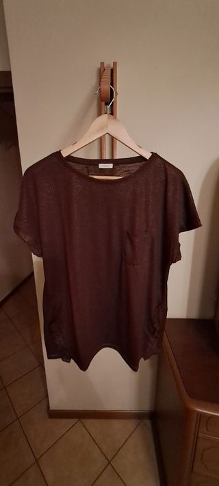 Maglietta marrone manica corta tg.L in poliestere