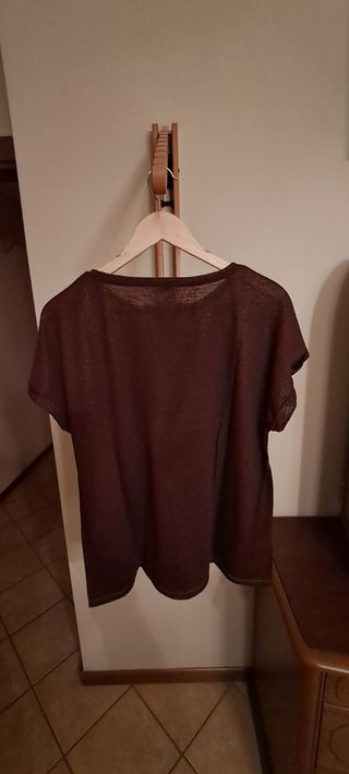 Maglietta marrone manica corta tg.L in poliestere