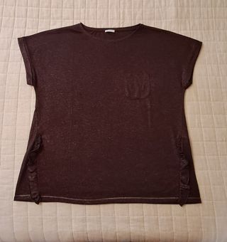 Maglietta marrone manica corta tg.L in poliestere