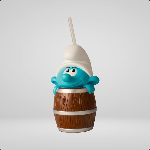 Smurfs nel barile bicchiere con cannuccia pitufos