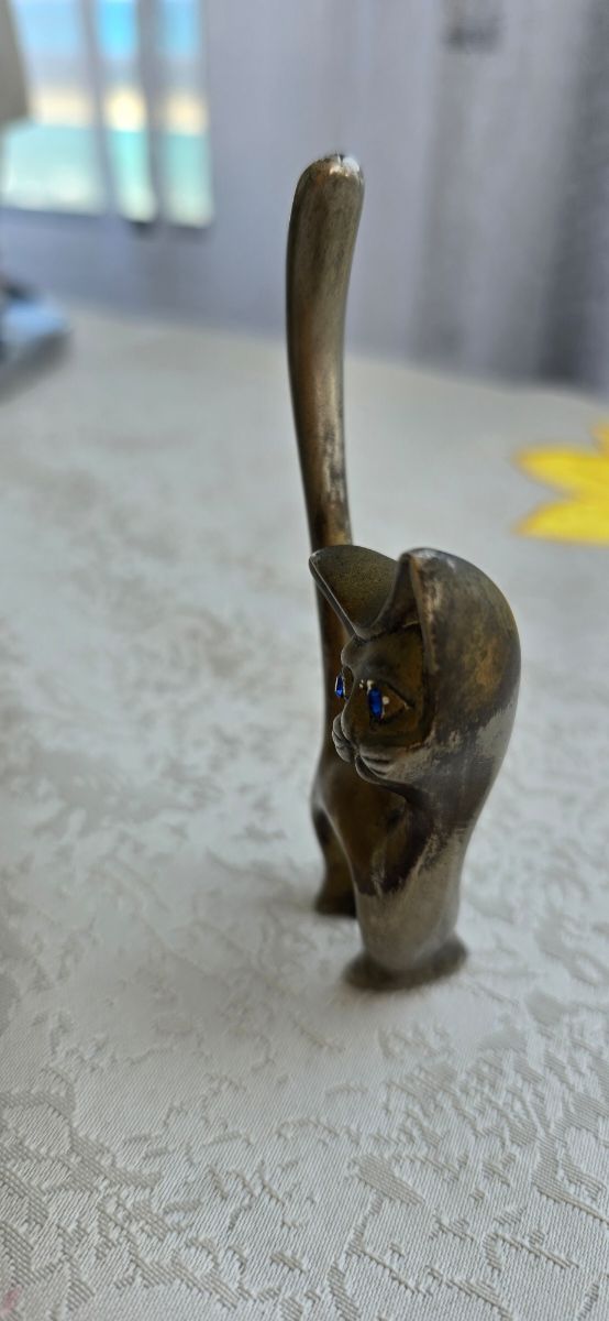 Gato vintage metal - Figura ojos azules