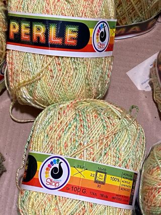 11 ovillos Perle Stop - 100g - Amarillo jaspeado