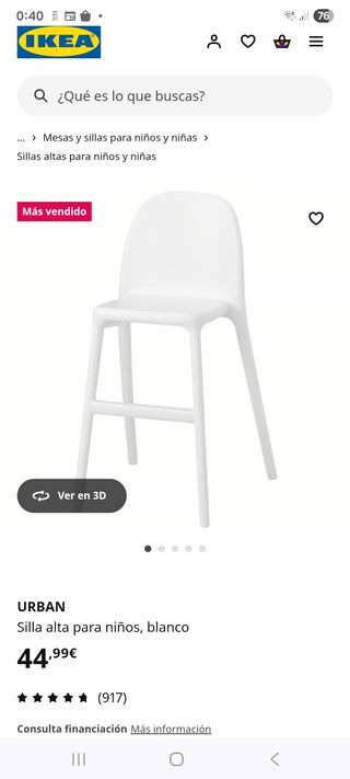 Silla alta infantil URBAN blanca