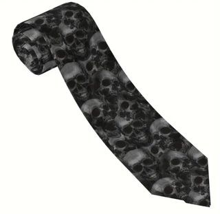 Corbata Calaveras Gris Oscuro