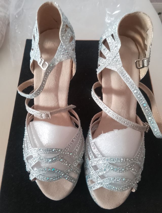Zapatos baile plata brillantes