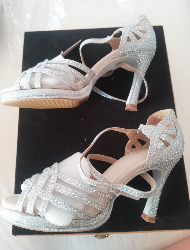 Zapatos baile plata brillantes