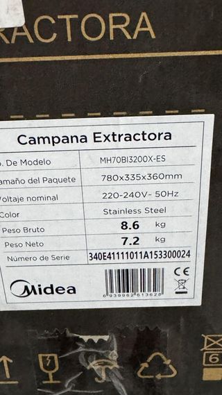 CAMPANA EXTRACTORA MARCA MIDEA EN INOX 