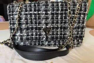 Bolso Guess - Tweed Blanco y Negro