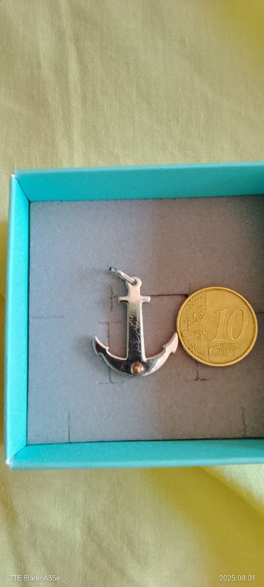 Pendente ancora acciaio-oro