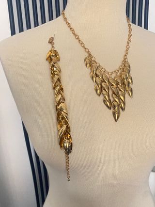 Parure collana e bracciale bigiotteria dorata