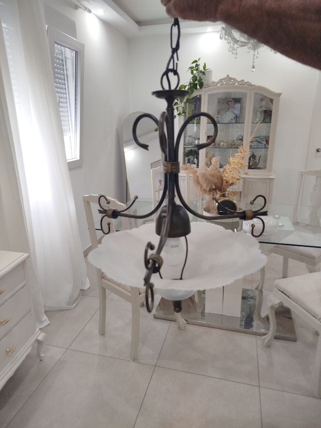 Lámpara vintage metal y cristal