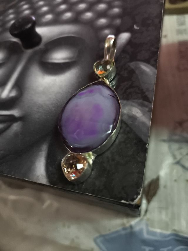 Colgante ágata morada plata 
