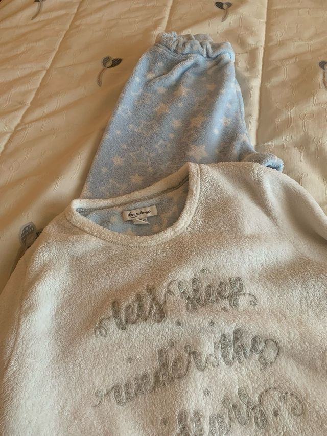 Pijama polar - Blanco y azul
