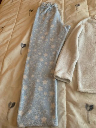 Pijama polar - Blanco y azul
