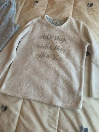 Pijama polar - Blanco y azul
