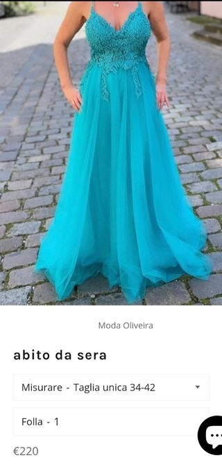 Vestito lungo cerimonia teal nuovo senza cartellin