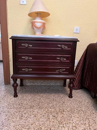 Mesita noche - Cómoda madera mármol