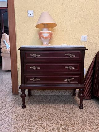 Mesita noche - Cómoda madera mármol