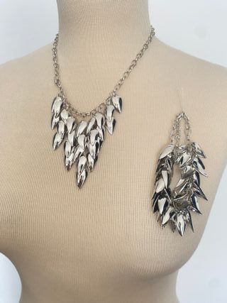 Parure collana e bracciale argentata bigiotteria