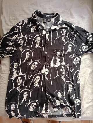 Camisa Bob Marley - Blanco y Negro
