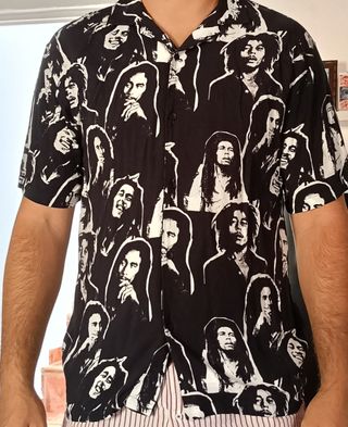 Camisa Bob Marley - Blanco y Negro
