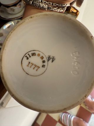 Juego café Jimenau porcelana azul blanco oro fino