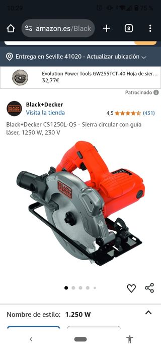 Se alquila sierra circular Black+Decker CS1250L-QS
