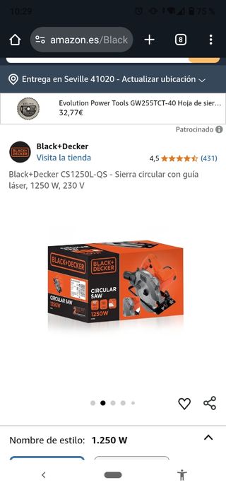 Se alquila sierra circular Black+Decker CS1250L-QS