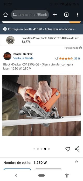 Se alquila sierra circular Black+Decker CS1250L-QS
