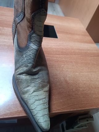 Botas camperas altas piel beige-marrón, n.39