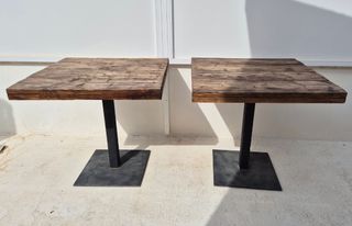 2 Mesas Madera Maciza - Patas Metal