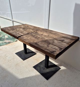 2 Mesas Madera Maciza - Patas Metal