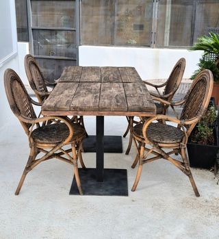 2 Mesas Madera Maciza - Patas Metal