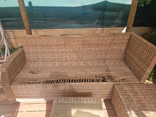 Sofá mimbre beige exterior