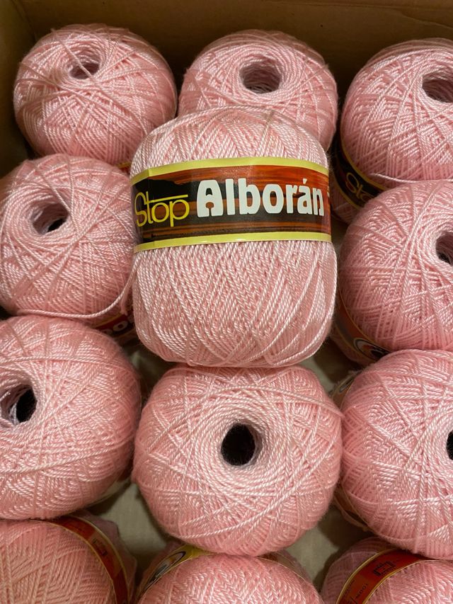 20 ovillos lana Stop Alborán rosa