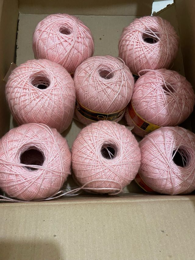 20 ovillos lana Stop Alborán rosa