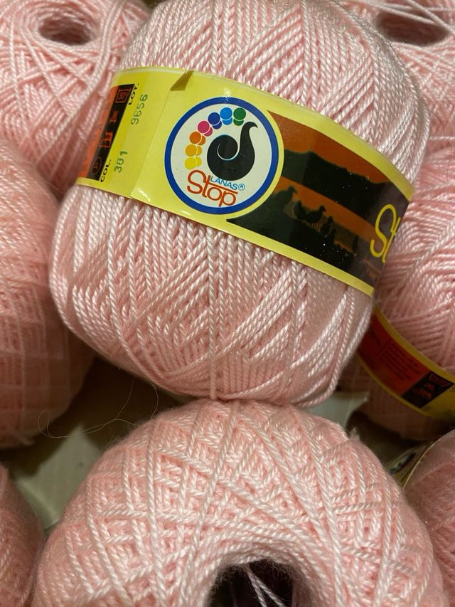 20 ovillos lana Stop Alborán rosa