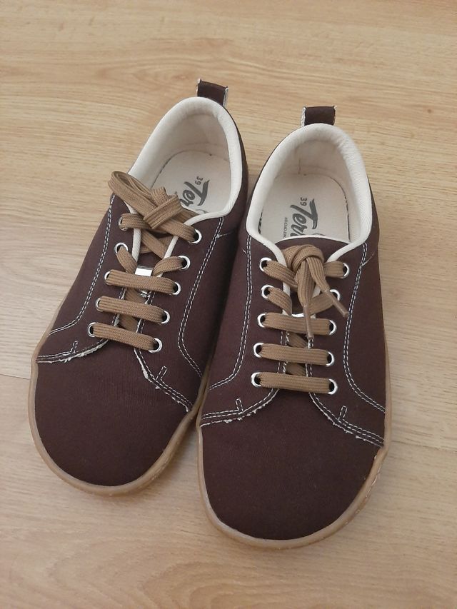 Barefoot sneakers zapatillas lona marrón 39