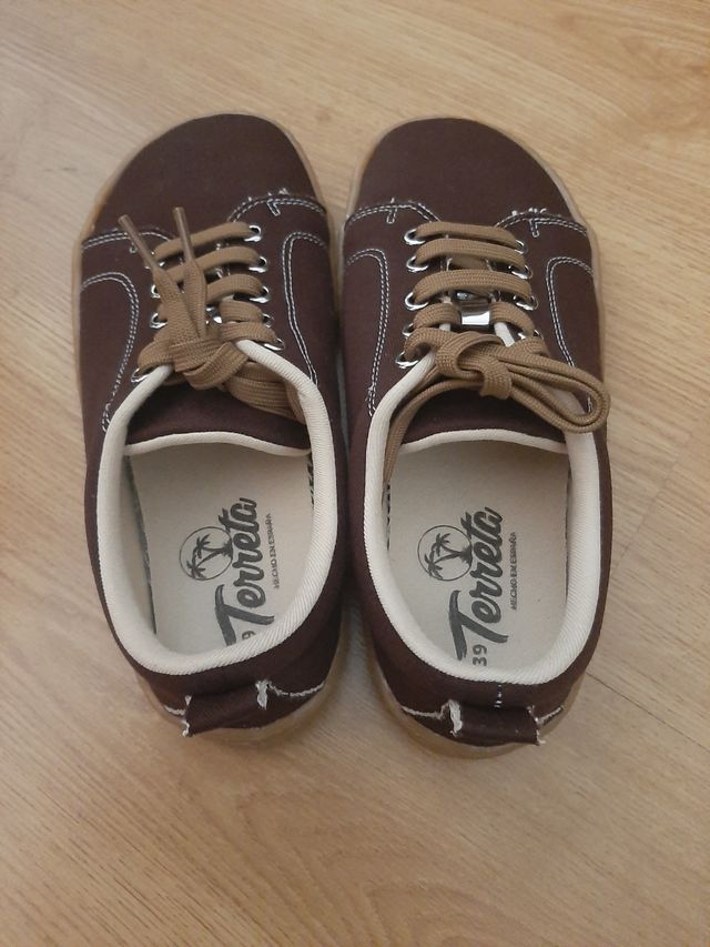 Barefoot sneakers zapatillas lona marrón 39
