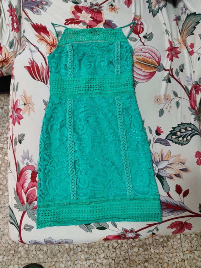 Vestido encaje verde turquesa