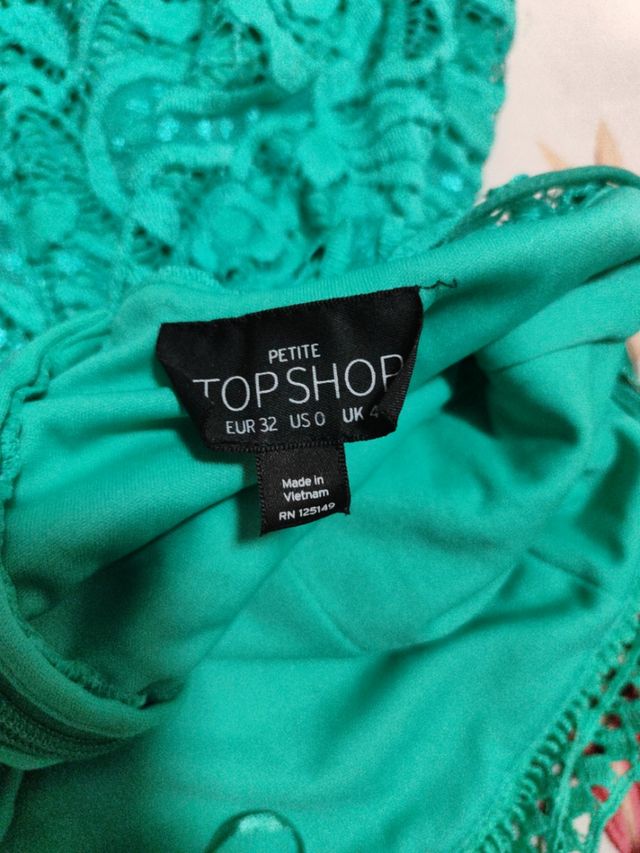 Vestido encaje verde turquesa