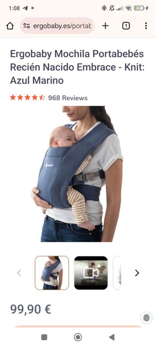 Ergobaby Embrace: Portabebés recién nacido