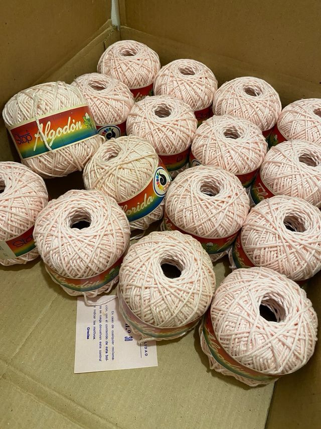 16 ovillos de algodón Stop Algodón rosa bebe