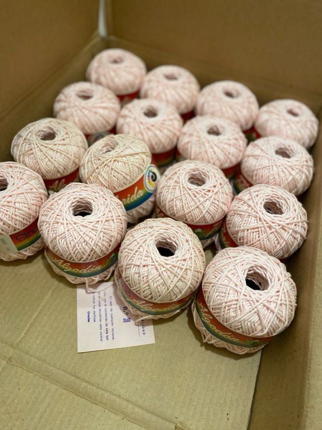 16 ovillos de algodón Stop Algodón rosa bebe