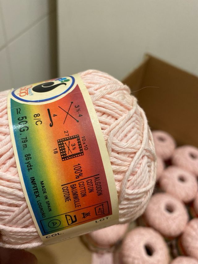 16 ovillos de algodón Stop Algodón rosa bebe