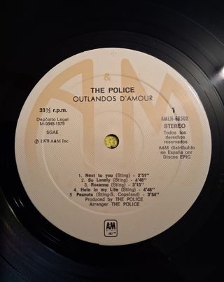 LP de The Police: "Outlandos D'Amour" (1978)