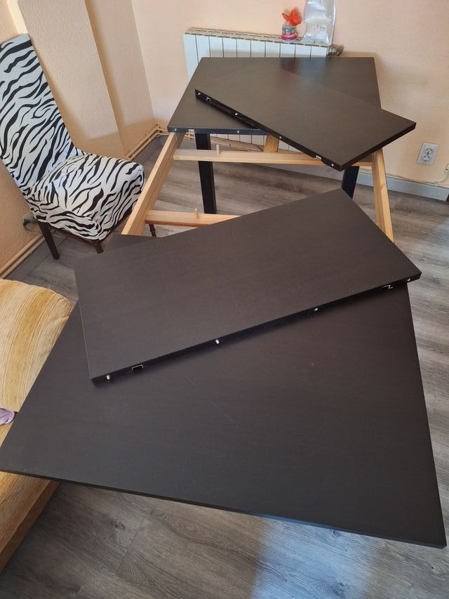 Mesa extensible comedor - marrón oscuro